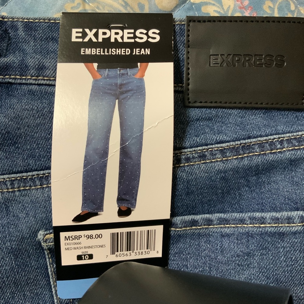 Express Blue Embellished Jeans - Picture 7 of 7